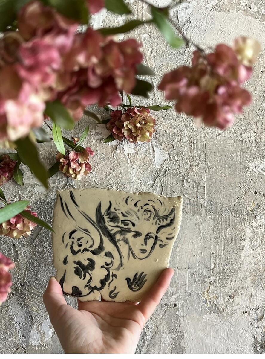 Hand-painted ceramic tile