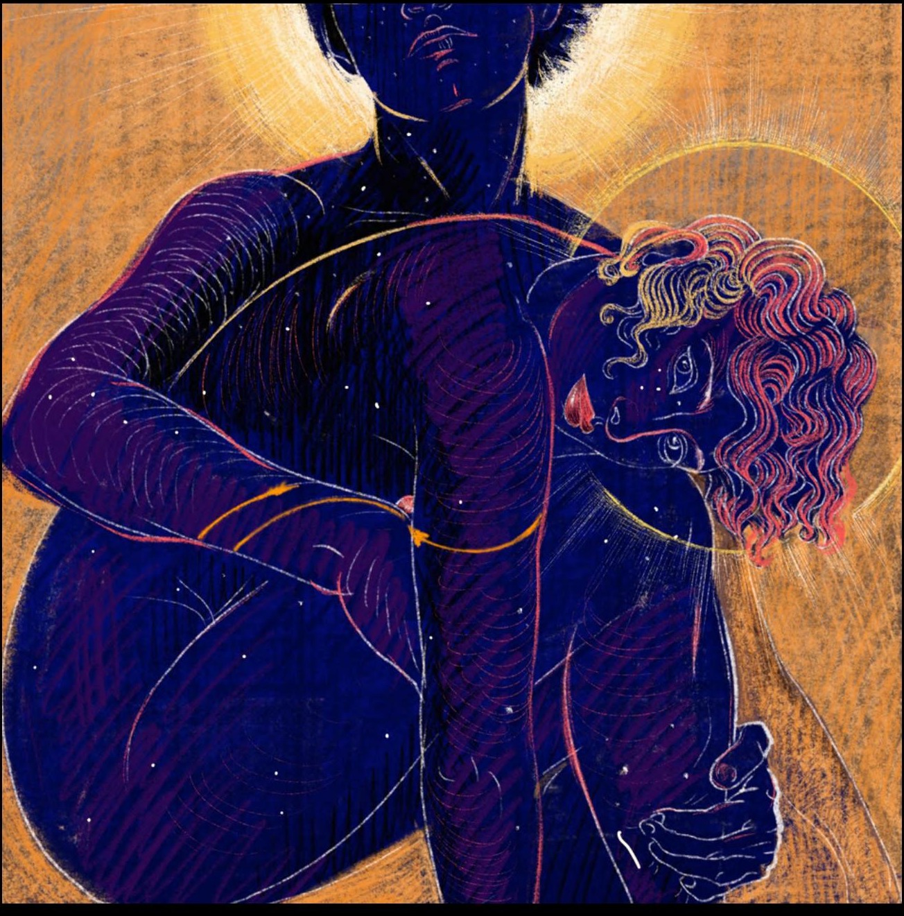 Hand-drawn animation for TV, illustrated couple