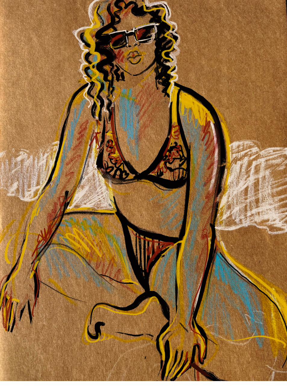 Custom portrait, pastel on kraft paper
