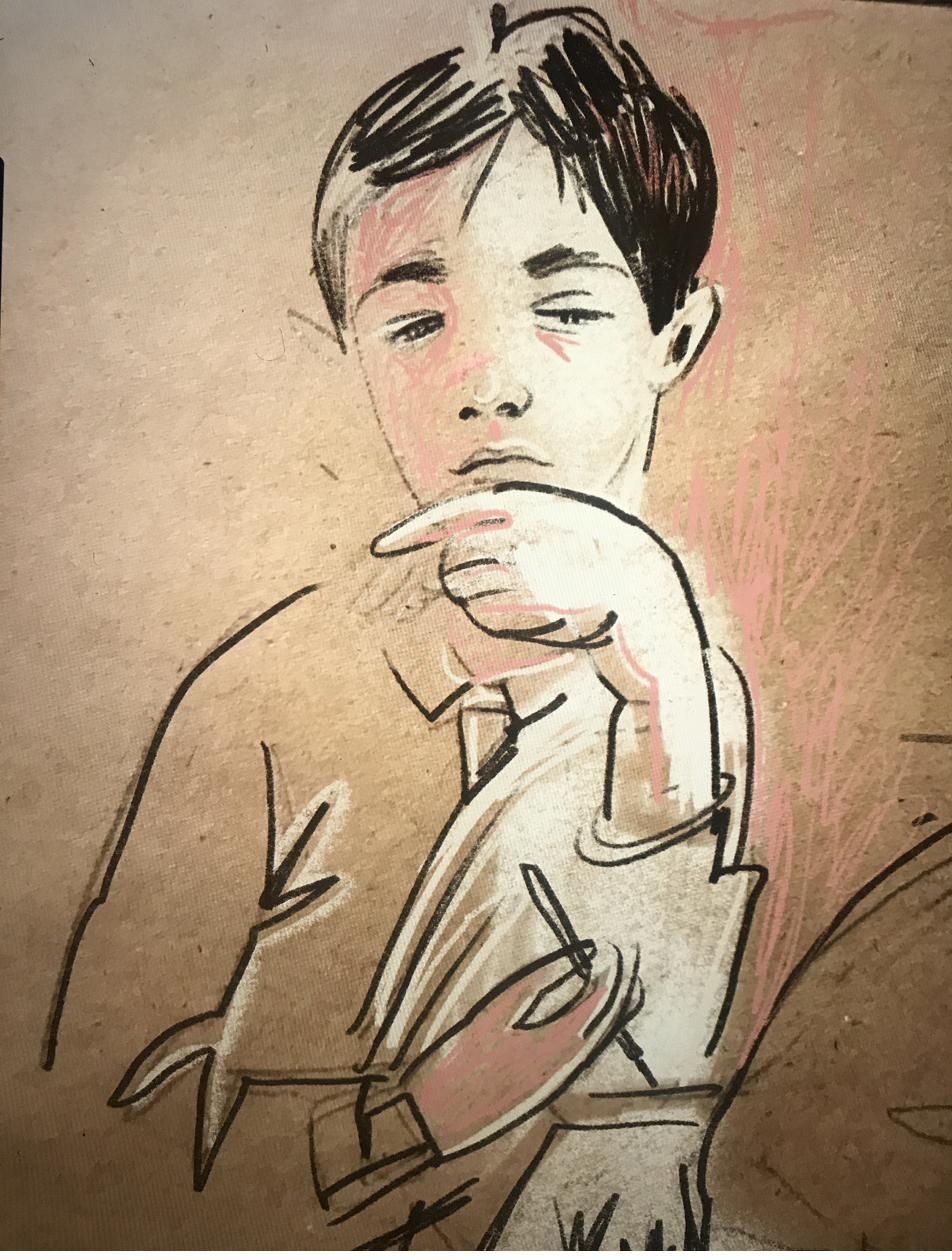 Custom portrait, pastel on kraft paper