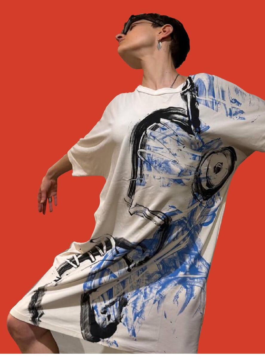 Monotype-printed dress